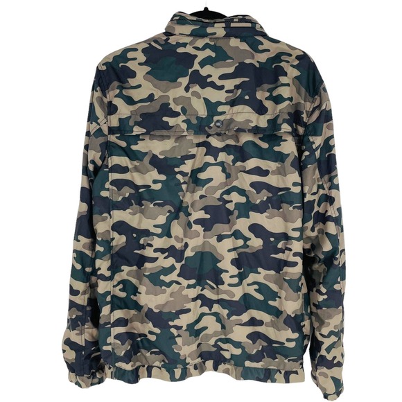 Forever 21 Mens Small Camo Print Packable Pullover Rain Jacket Hood in Collar - Picture 2 of 6